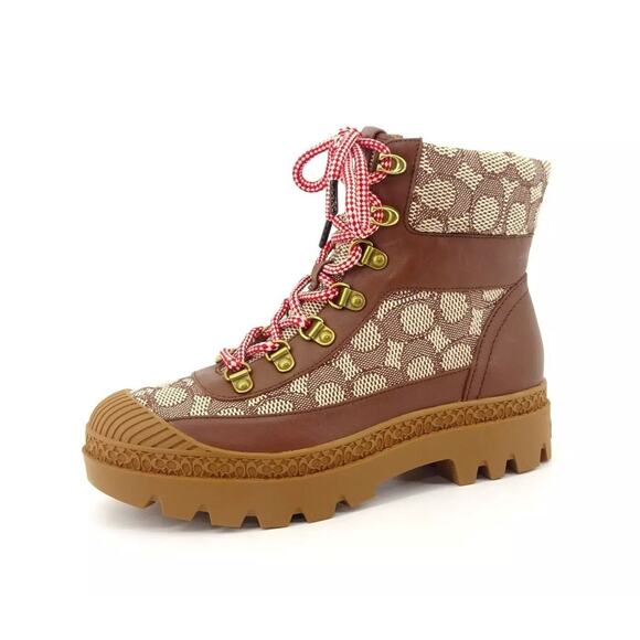 Coach Women's Talia Jacquard Booties, Coco/Maple/Brown Size 6.5M - Picture 1 of 4